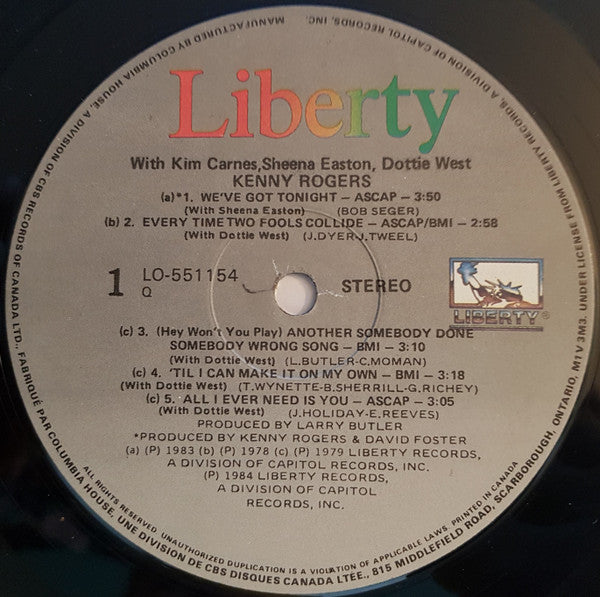 Kenny Rogers With Kim Carnes, Sheena Easton and Dottie West – Duets VinylPursuit.com