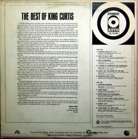 King Curtis – The Best Of King Curtis - 1968 Orignal Vinyl Pursuit Inc