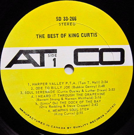 King Curtis – The Best Of King Curtis - 1968 Orignal Vinyl Pursuit Inc