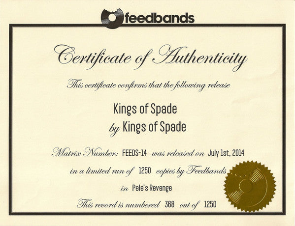 Kings Of Spade – Kings Of Spade - 2014 - Numbered, Red Vinyl VinylPursuit.com