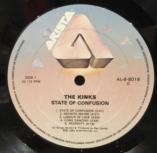 The Kinks ‎– State Of Confusion - 1983 Original!