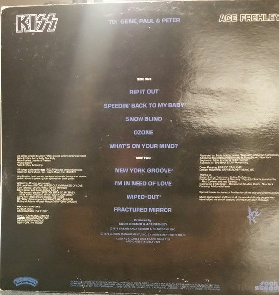 Kiss – Ace Frehley - 1978 Pressing VinylPursuit.com