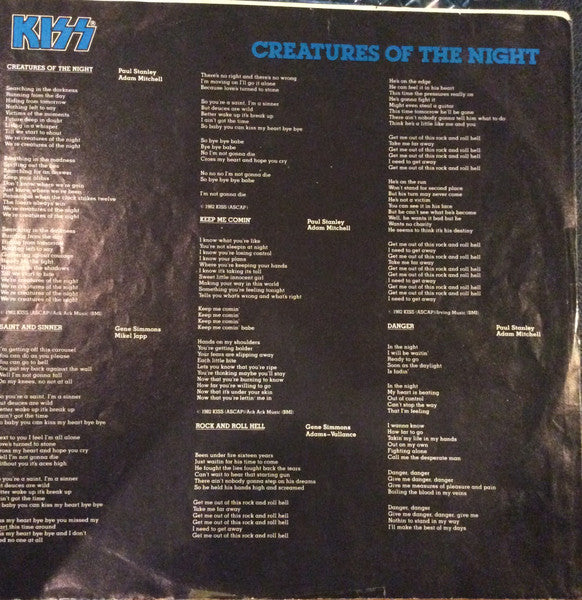 Kiss – Creatures Of The Night - 1985 Original, Rare Cover VinylPursuit.com