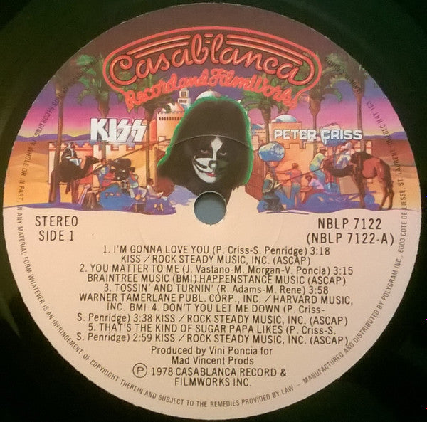 Kiss, Peter Criss – Peter Criss - 1978 Original with poster and Insert!