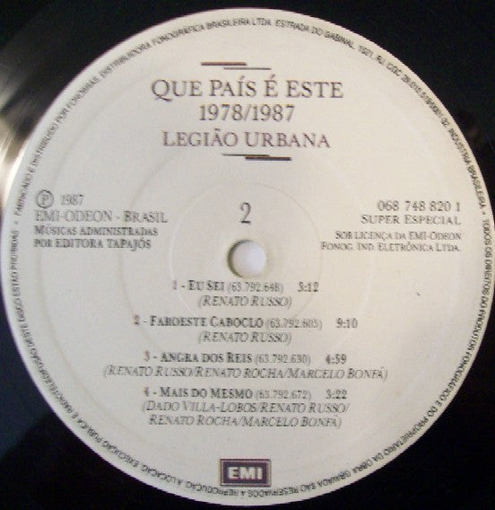 Legiao Urbana – Que Pais E Este 1978/1987 - Brazilian Original with Booklet VinylPursuit.com