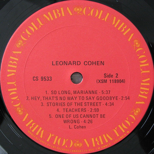 Leonard Cohen – Songs Of Leonard Cohen - 1978 Pressing