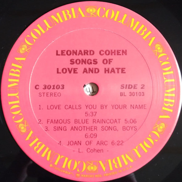 Leonard Cohen – Songs Of Love And Hate - 1971 US Pressing