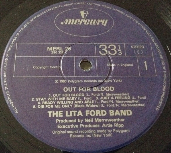 Lita Ford – Out For Blood - 1983 UK Original!