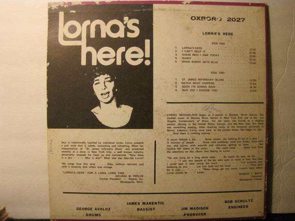 Lorna Michaelson ‎– Lorna's Here - 1972 US Original VinylPursuit.com