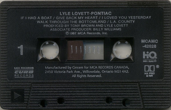 Lyle Lovett – Pontiac - Cassette VinylPursuit.com
