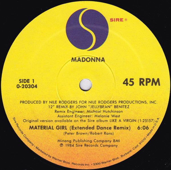 Madonna – Material Girl - 1985 US Original VinylPursuit.com