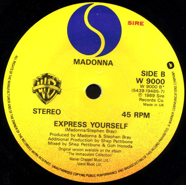 Madonna – Justify My Love / Express Yourself - 7" Single, 1990 UK Original