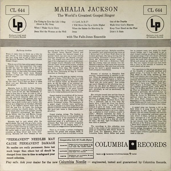 Mahalia Jackson – The World's Greatest Gospel Singer  - Early Pressing VinylPursuit.com