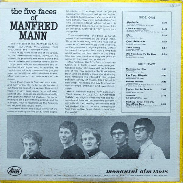 Manfred Mann – The Five Faces Of Manfred Mann _ 1965 MONO Original in Shrinkwrap!