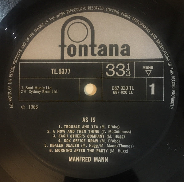 Manfred Mann – As Is - 1966 UK Original Mono Train Cover, Rare! VinylPursuit.com