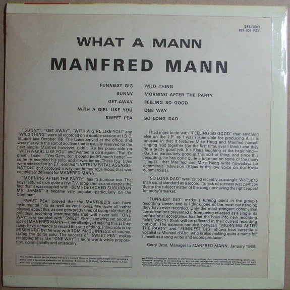 Manfred Mann – What A Mann - 1968 UK Original! VinylPursuit.com