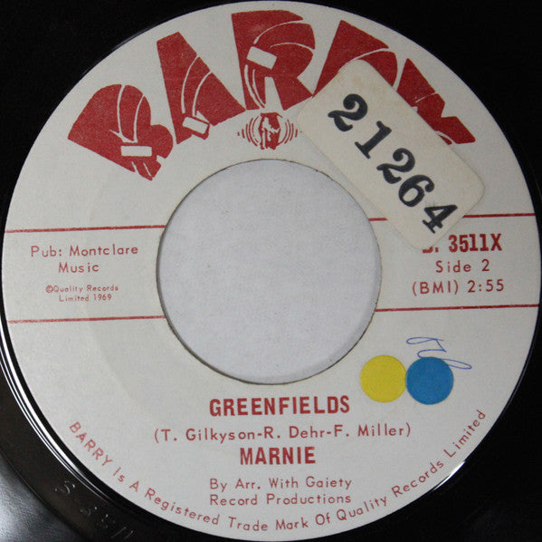 Marnie – Cotton Candy Man / Greenfields -  7" Single - Rare 1969 Pressing