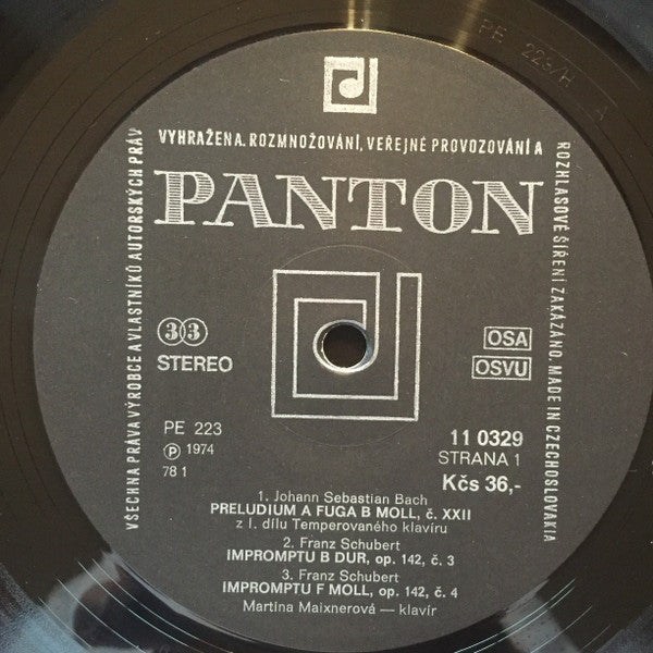 Martina Maixnerová – Piano - 1972 Original Czech Pressing