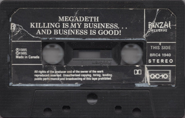 Megadeth – Killing Is My Business... And Business Is Good! - 1985 Cassette