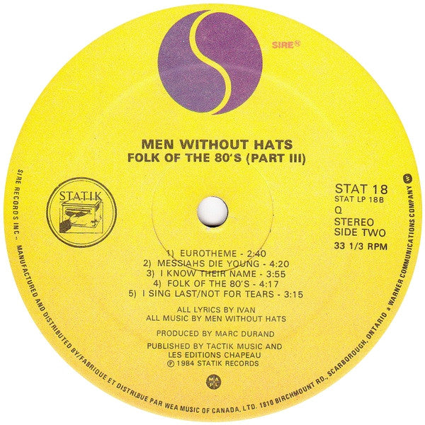 Men Without Hats – Folk Of The 80s (Part III) - 1984 Pressing