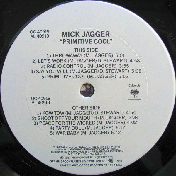 Mick Jagger – Primitive Cool - 1987, Bargain! VinylPursuit.com