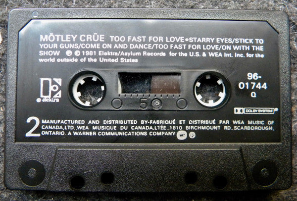 Motley Crue – Too Fast For Love - 1982 Cassette, Rare Leathur Records Mix! VinylPursuit.com