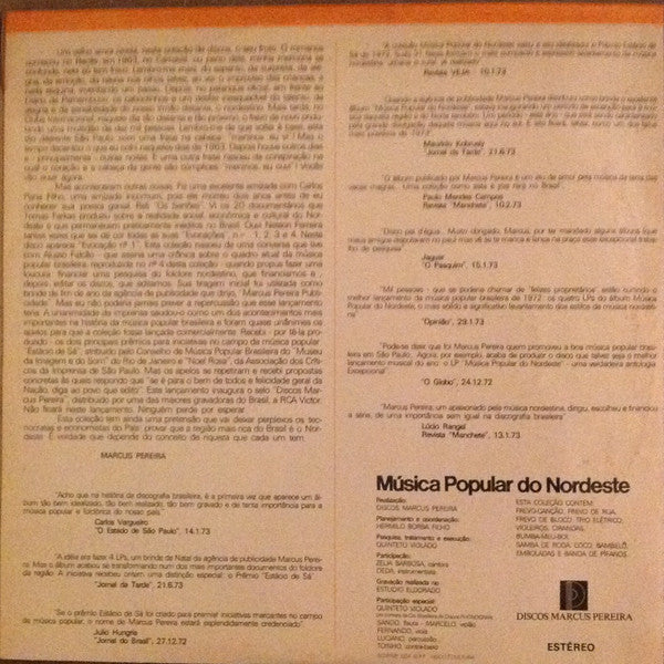 Various ‎– Musica Popular Do Nordeste 1 - 1973 Brazilian Original VinylPursuit.com