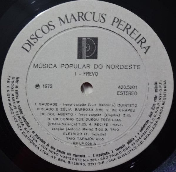 Various ‎– Musica Popular Do Nordeste 1 - 1973 Brazilian Original VinylPursuit.com
