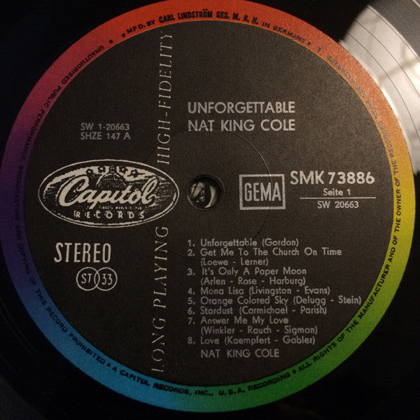 Nat King Cole – The Unforgettable Nat King Cole - 1966 German Pressing!