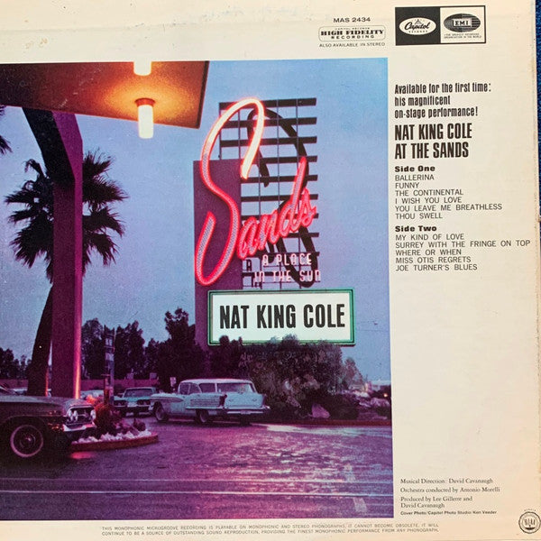 Nat King Cole ‎– Nat King Cole At The Sands - 1966 MONO