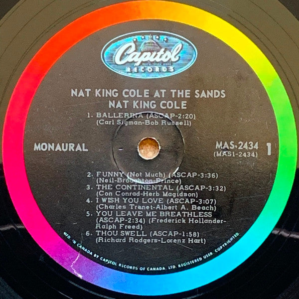 Nat King Cole ‎– Nat King Cole At The Sands - 1966 MONO