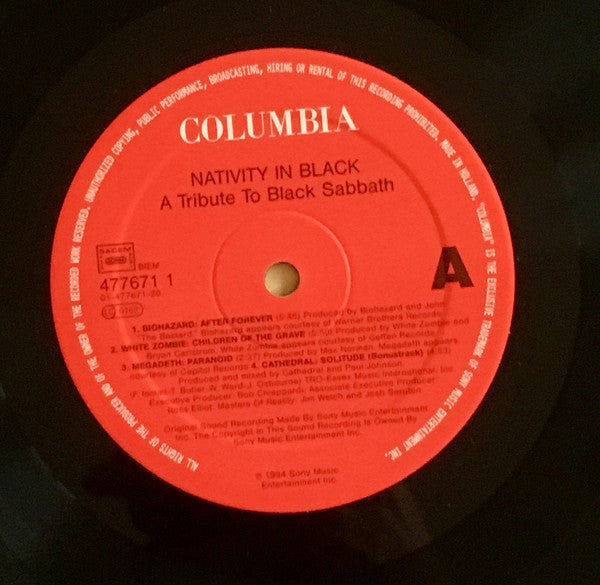 Nativity In Black A Tribute To Black Sabbath 1994 Original! Vinyl