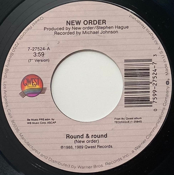 New Order – Round and Round -  7" Single, 1989 US Original