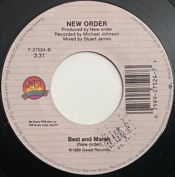 New Order – Round and Round -  7" Single, 1989 US Original