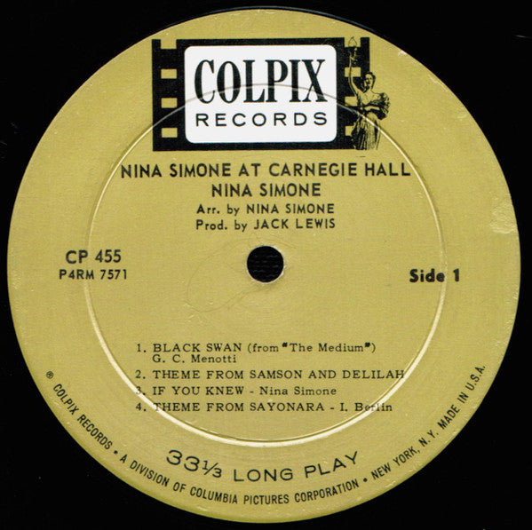 Nina Simone – Nina Simone At Carnegie Hall - 1963 US Mono Original, Deep Groove, Rare VinylPursuit.com