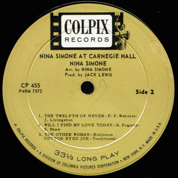 Nina Simone – Nina Simone At Carnegie Hall - 1963 US Mono Original, Deep Groove, Rare VinylPursuit.com