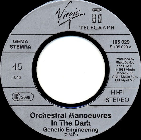 OMD – Genetic Engineering -  7", 45 RPM, 1983 European Pressing Vinyl Pursuit Inc