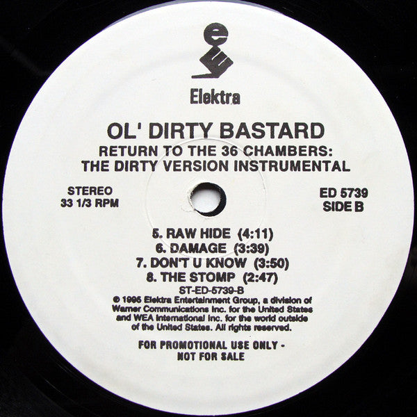 Ol' Dirty Bastard – Return To The 36 Chambers: The Dirty Version Instrumental - Promo