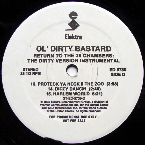 Ol' Dirty Bastard – Return To The 36 Chambers: The Dirty Version Instrumental - Promo