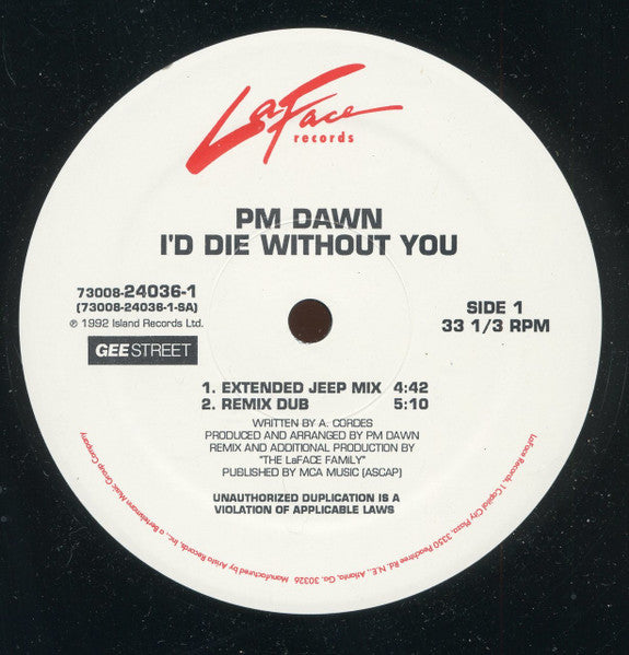 PM Dawn – I'd Die Without You - 1992 Original in Shrinkwrap! VinylPursuit.com