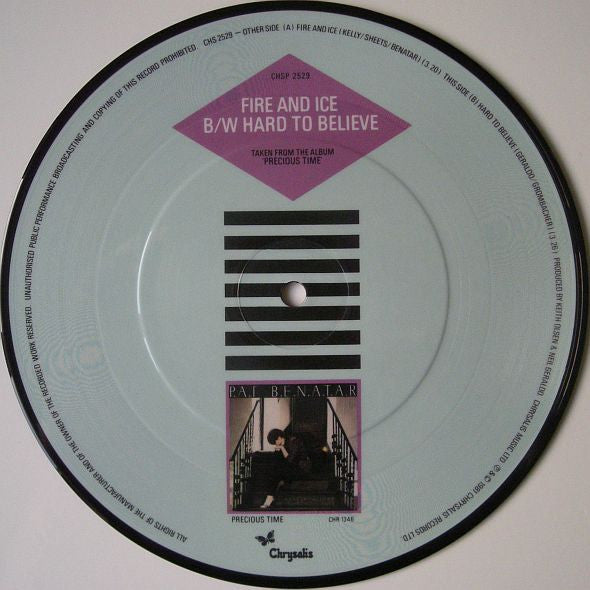 Pat Benatar – Fire And Ice - 7" Single, 1981 UK Picture Disk