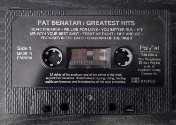 Pat Benatar – Greatest Hits – 1994 Cassette VinylPursuit.com