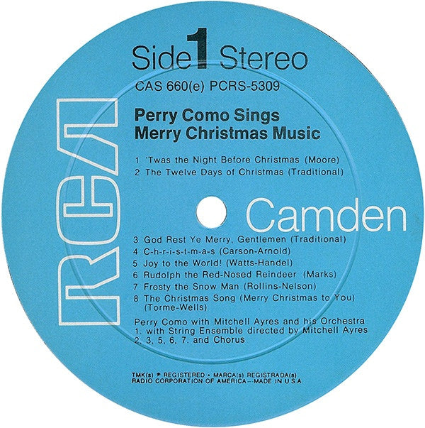 Perry Como ‎– Perry Como Sings Merry Christmas Music - 1961!