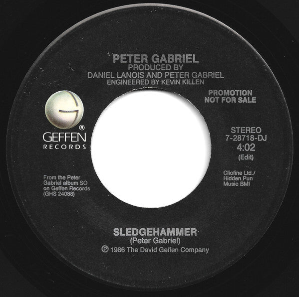 Peter Gabriel – Sledgehammer -  7" Single - 1986 Promo Pressing!