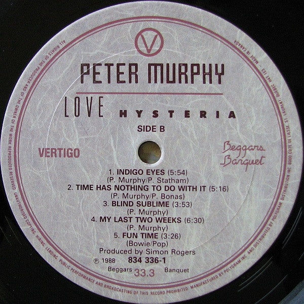 Peter Murphy – Love Hysteria - 1988 Original