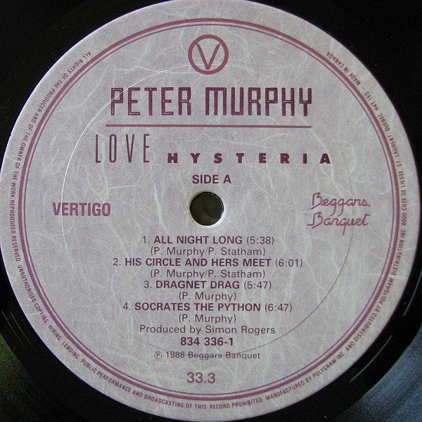 Peter Murphy – Love Hysteria - 1988 Original