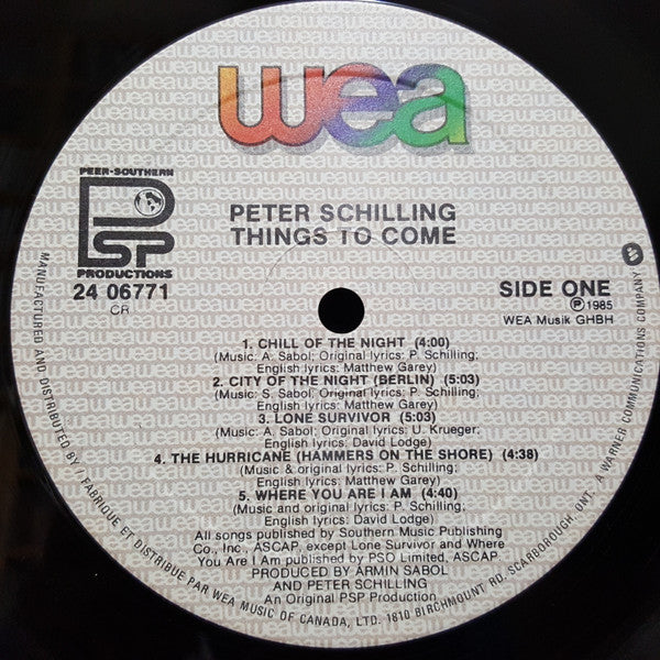 Peter Schilling – Things To Come - 1985 Original VinylPursuit.com