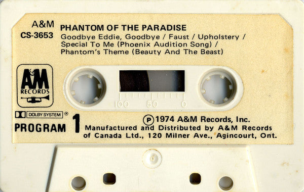 Phantom Of The Paradise - 1974 Cassette, Rare!