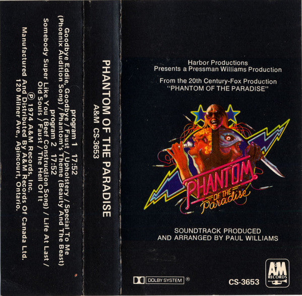 Phantom Of The Paradise - 1974 Cassette, Rare!