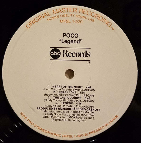 Poco – Legend - 1979 MOFI Audiophile Pressing!